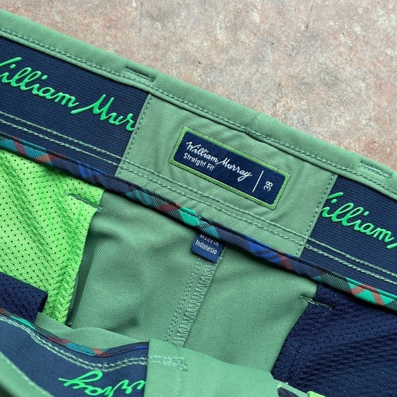 William Murray Golf Pants Men Straight Fit Green Plaid Pocket Detail Size 38 - Picture 3 of 7